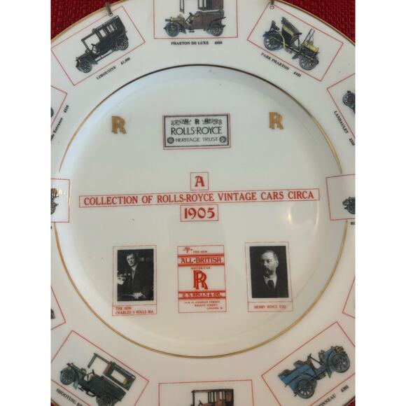 Vintage Rolls Royce 1905 Cars Fine Bone China Plate Windsor Stafforshire England - Picture 2 of 8